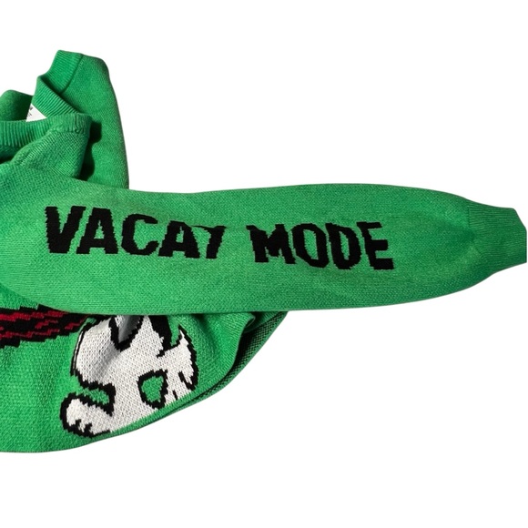 H&M Peanuts Snoopy Green Jacquard Knit Cropped Sweater “Vacay Mode" - Picture 3 of 10
